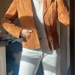 Vintage Tan Suede 100% Leather Biker Jacket Moto Jacket