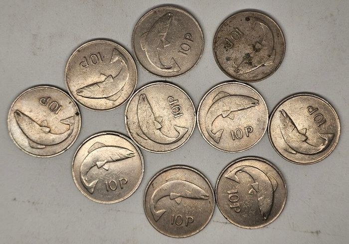 Ireland 1978 Large 10p Pence Coin Lot x10 Coins