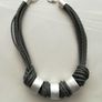 Silver-black Zara dress size M(12) with matching clutch and necklace Image 8