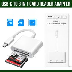 New 3 in 1 Type C SD TF CF Card Reader OTG Adapter for iPhone 17 16 15 iPad MacBook Android Cameras Plug and play