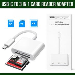 New 3 in 1 Type C SD TF CF Card Reader OTG Adapter for iPhone 17 16 15 iPad MacBook Android Cameras Plug and play