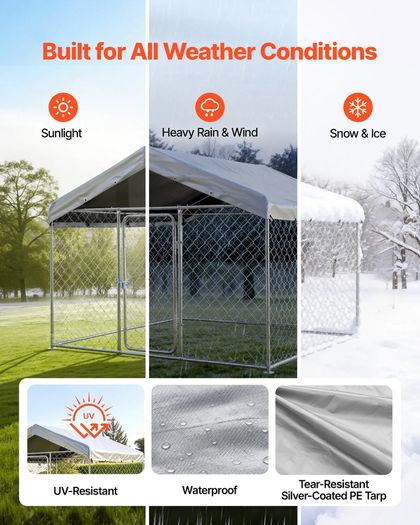 Large Outdoor Dog Kennel, 2 x 2 x 1.6 m
