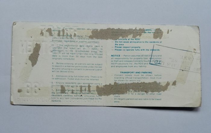 Bruce Springsteen - Tunnel Of Love - Dublin 1988 - Ticket Stub