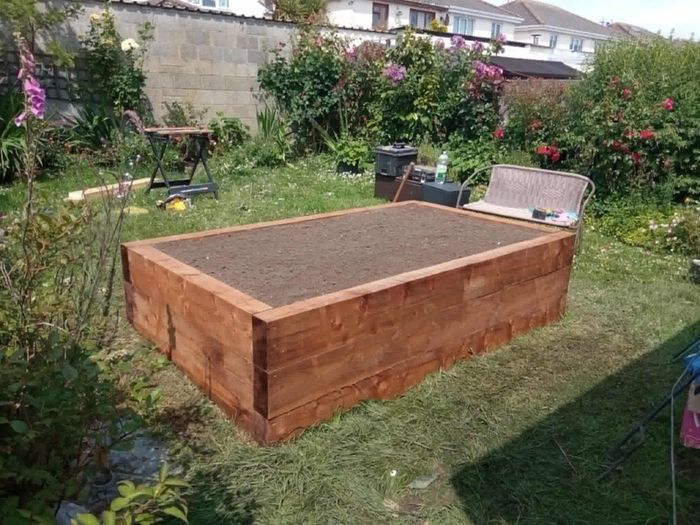 Heavy Duty Raised Garden Beds from Railway Sleepers - Installed