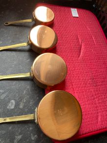 Vintage mini copper saucepans