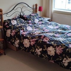 Solid wood and iron double bed frame