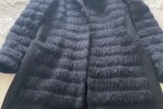 Allsaints Black Fur Shield Coat UK 12