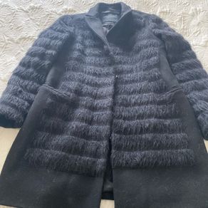 Allsaints Black Fur Shield Coat UK 12
