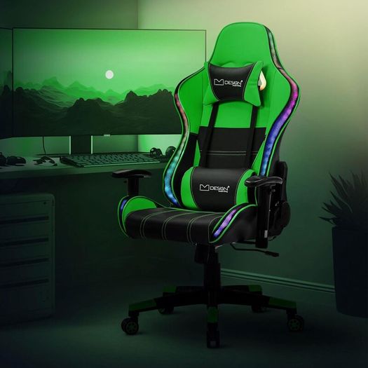 Gaming Chair Bluetooth RGB Light Computer Chair  Gamer Chair with Bluetooth Speakers Gaming Chair RGB LED Lighting and Bluetooth Speakers, Black, Faux Leather, Ergonomic Office Chair, Backrest,