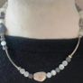 Talbots Beaded Necklace Grey White Silver Tone Adjustable Image 2