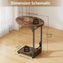 Foldable Side Table Bedside Table, Round Sofa Table with Storage Bag, Metal Frame Small Coffee Table for Living Room Bedroom Office, Rustic Brown & Black Image 2