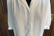 White Short Sleeve V-neck Blouse