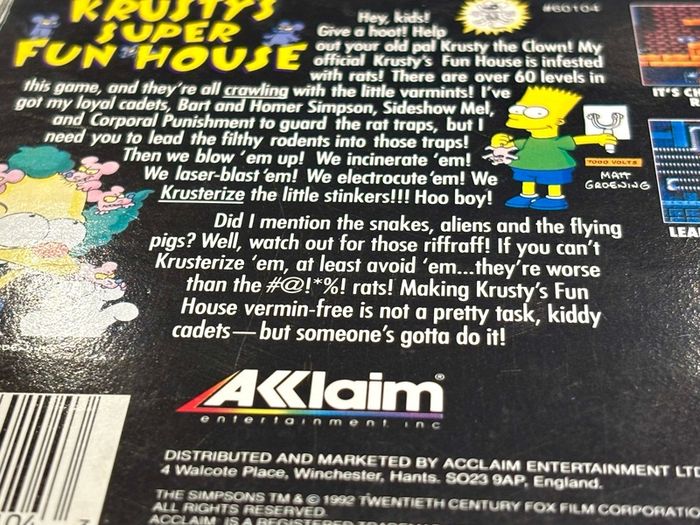 Krusty's Super Fun House for Nintendo SNES - Boxed