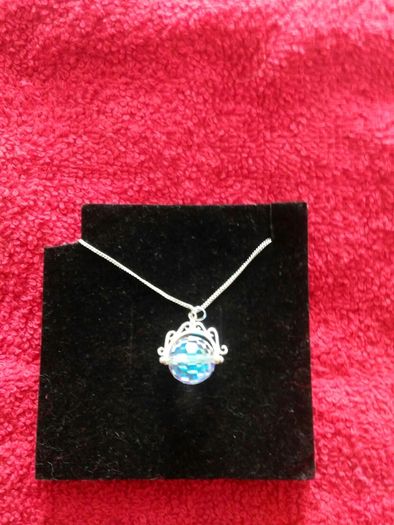 Sterling silver disco ball pendant necklace