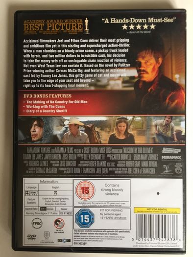 No Country For Old Men (Coen Brothers Film) [2007] Tommy Lee Jones, Javier Bardem, Kelly Macdonald & Josh Brolin [Movie DVD] Academy Award Winner