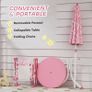 Kids Patio Table and Chair Set, Kids Garden Furniture with Umbrella, 4-Piece Bistro Set for Garden, Pink Image 4
