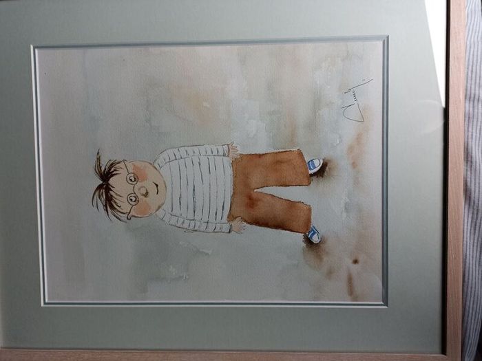 Framed Watercolour Cartoon Pic