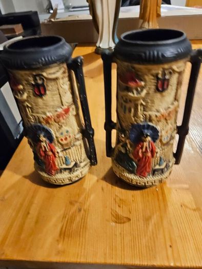 3 X Pairs Of Vases. Porcelain And Metal All In Good Condition. See Photos For Same.