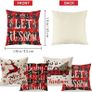 4 Pack Merry Christmas Design Cushion Covers Throw Pillow for Sofa Xmas Room Decorations 18 x 18 Cotton Linen Red Decorative Christmas Square Pillowcase Only UK Deer and Car Image 2