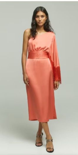 BNWT occasion asymmetric midi dress with fringe hem