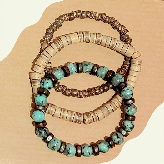 Men Set of bracelets Jewelry Gift with elasticized string