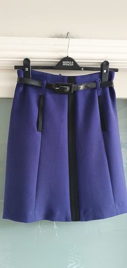 M&S A-line cobalt skirt with belt Sz 6 UK