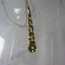 9ct Gold Graduated Peridot Pendant Necklace. 16 inch Chain Hallmarked 375 Image 5