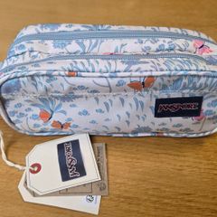JanSport Large Double Pencil Case/ Accessory Pouch - Fluttering Fields - Brand New With Tags