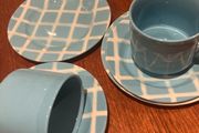 John Tams Vintage 1960's Cups, Checked Saucers and Side Plates ( 6 pieces altogether)