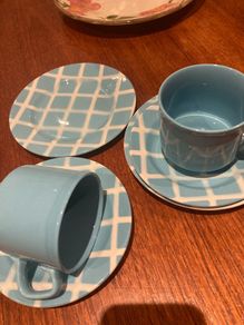 John Tams Vintage 1960's Cups, Checked Saucers and Side Plates ( 6 pieces altogether)
