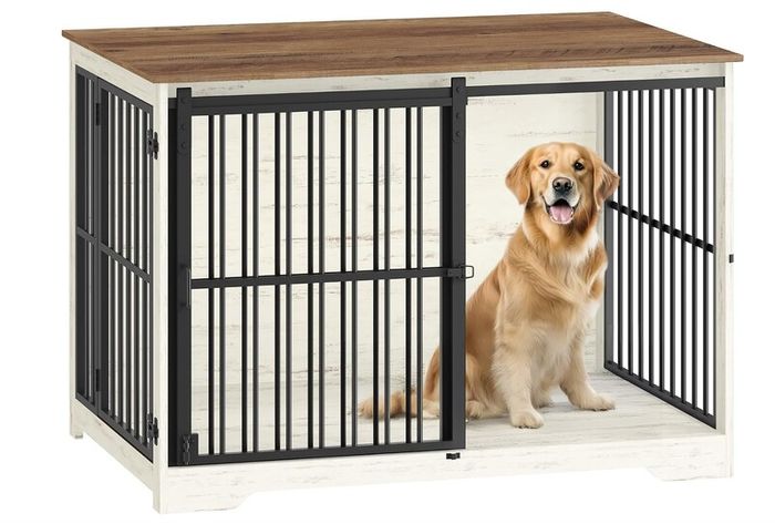 2 Doors Indoor Dog Cage for Large Dogs, 110 x 65 x 81 cm