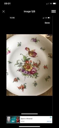 Antique Hand Painted Meissen Plate Set