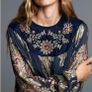 Reduced Gorgeous Zara Bloggers Insta Famous Navy & Gold Contrast Velvet & Embroidered Metallic Thread Tunic Dress   Size XL UK 14 Image 5