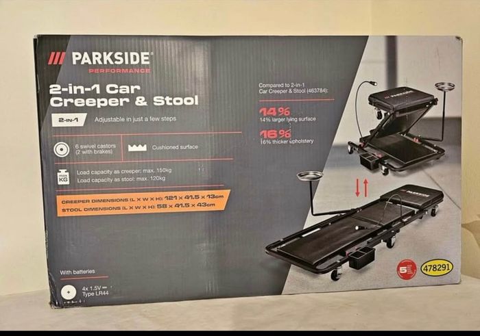 parkside 2 in 1 car Creeper & stool brand new