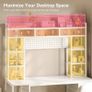 Computer Desk with Drawers & Display Shelves, 120 x 50 cm White Office Desk with Storage & Pegboard, Study Work Desk with Storage, Girls PC Desk for Home Office, Bedroom and Creative Spaces Image 6