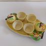 Delightful Rare and Complete Carlton Ware Saladware Egg Cup Cruet Set in the Embossed Apple Blossom Pattern, Yellow Colourway, Circa 1938 Image 7
