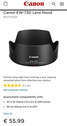 Canon Lens Hood and UV filter Set