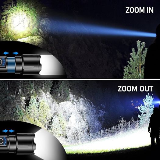FREE SHIPPING LED Torch, 20000 Lumens Super Bright Torches Led - Adjustable Focus, 5000 mAh, IP67 Waterproof, Powerful Long Lasting Handheld Flashlight for Power Cuts, Camping, Hiking, Emergency