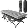 Camping Cot with Soft Pad, 80cm Extra Wide Folding Cots with Side Pocket and Carry Bag, Grey Image 2