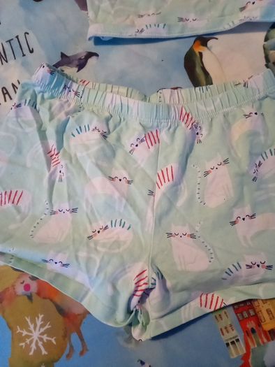 M&S mint green cat short pj