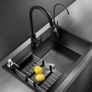 Black Stainless Steel Kitchen Sink, Single Bowl Kitchen Sink, Drop in/Topmount Workstation Sink with Sliding Accessories, Farmhouse Workstation Sink with Multiple Accessories (50 x 45cm) Image 2