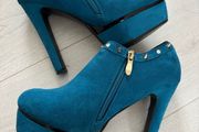 Bottle Green Platform High Heel shoe boots 7