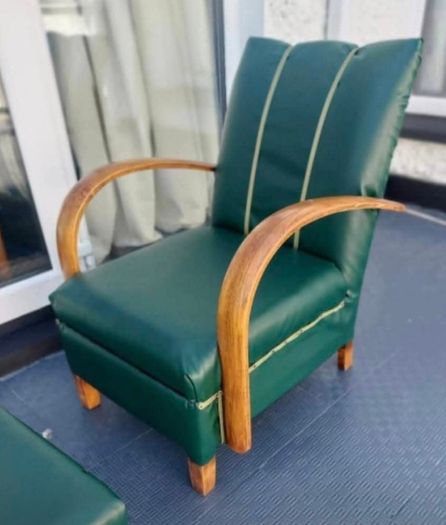 Art Deco restored Vintage 1930s Bentwood fireside chair in faux leatherette