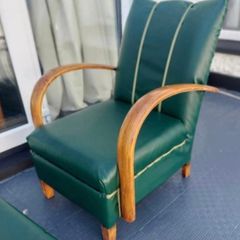 Art Deco restored Vintage 1930s Bentwood fireside chair in faux leatherette