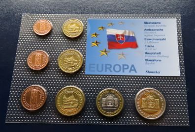 Slovakia Trial Probe Essai Pattern Euro coins complete set 2004