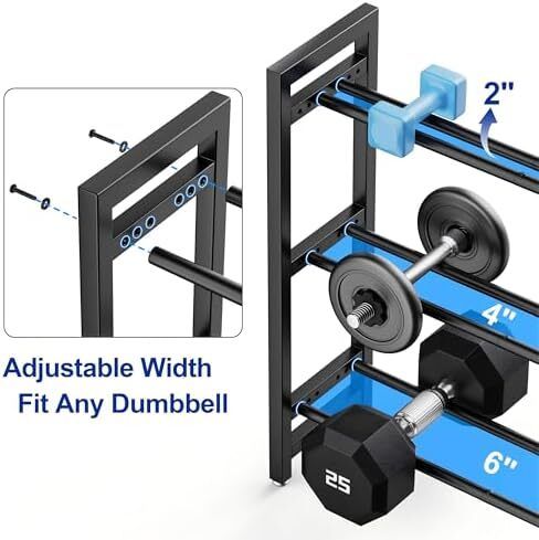Dumbbell Rack 3-Tier 50 Inch Metal Weight Stand Holder Adjustable Spacing Dumbbell Storage For Home Gym Storage (Rack Only)