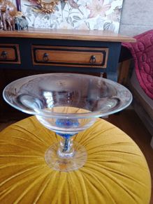 Irish Jerpoint Studio Hand Blown Glass Footed Bowl