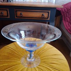 Irish Jerpoint Studio Hand Blown Glass Footed Bowl