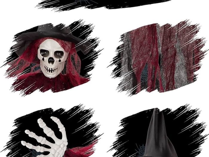 2 Pack Halloween Hanging Grim Reapers, 41inch Halloween Hanging Skeleton Ghost Halloween Flying Ghost Scary Halloween Hanging Decorations for Haunted House Props Decor purple and red