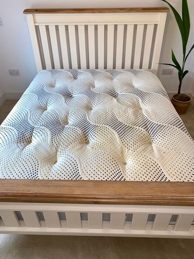 Excellent condition solid oak king size bed frame and mattress